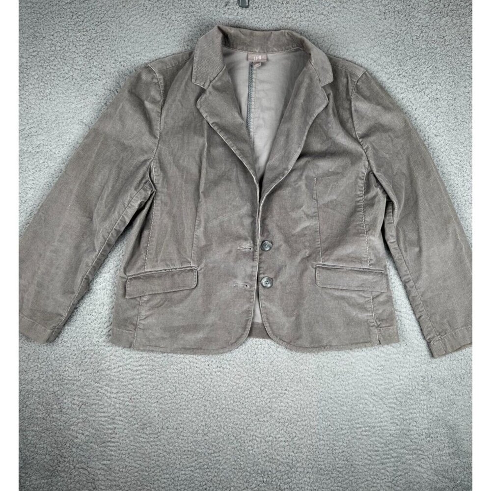 J.Jill Blazer Corduroy Jacket Womens Gray Pockets 18 Stretch Buttons Career